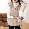 Женский хлопковый жилет с воротником-стойкой, капюшоном, без рукавов, свободный крой, однотонный, с застежкой-молнией, короткий жилет, верхняя одежда