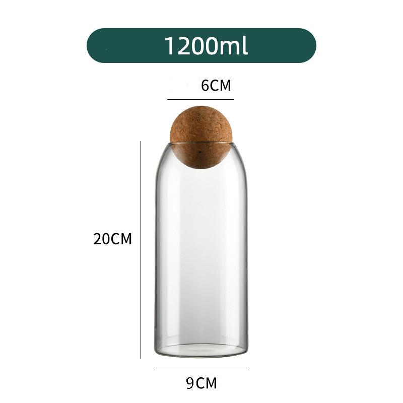 Glass Food Storage Canister With Airtight Cork Lid Clear Food Storage Jar Container With Seal Cork Round Stopper For Kitchen