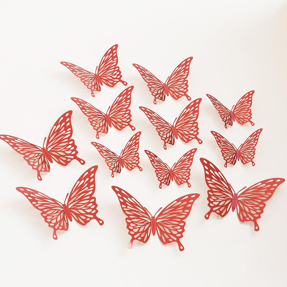 12 шт. Наклейки-бабочки 3D Флэш-цвет Наклейки на стену для домашнего декора Золотые Серебряные Красные Синие Наклейки для плитки Окна DIY Настенное искусство