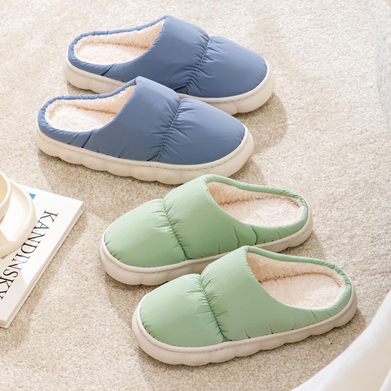 Новые осенние и зимние хлопковые тапочки, пара домашних тапочек с толстой подошвой, нескользящие, теплые, плюшевые, мужские и женские тапочки