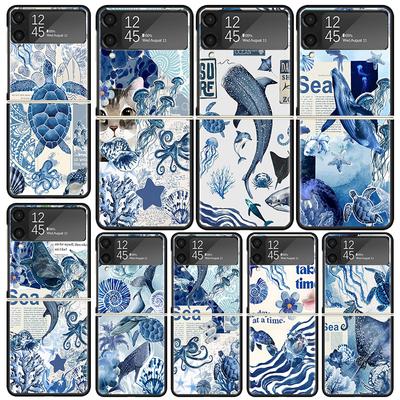 Чехлы Ocean Starfish Sea Turtle Shark для Samsung Galaxy Z Flip 4 5 6 7 3 Z Flip7 Flip6 Flip4 Flip5 Flip3 5G Жесткие Ударопрочные Забавные
