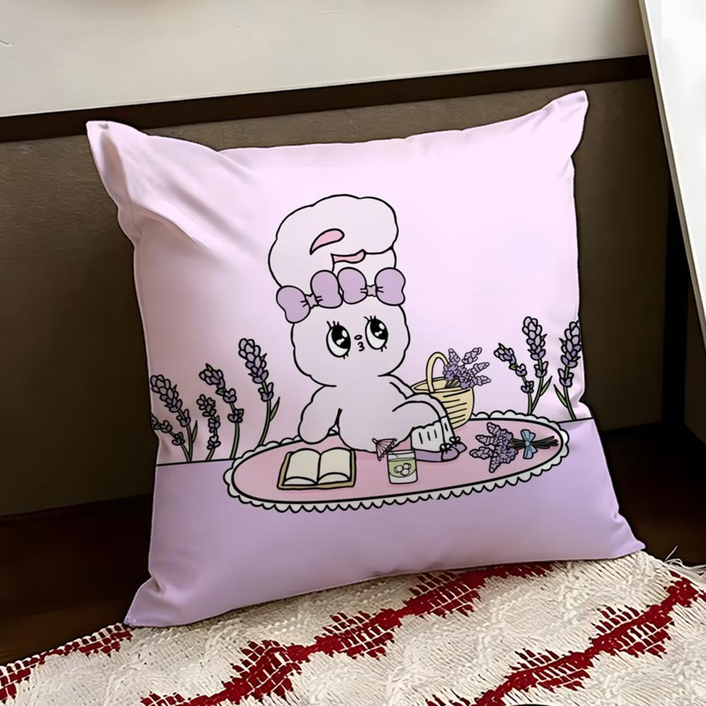 Cute EEsther Bunny Pink Cushion Cover Reversible Soft Durable Pillow Cover Home Car MultiScene Use for Daily Comfort