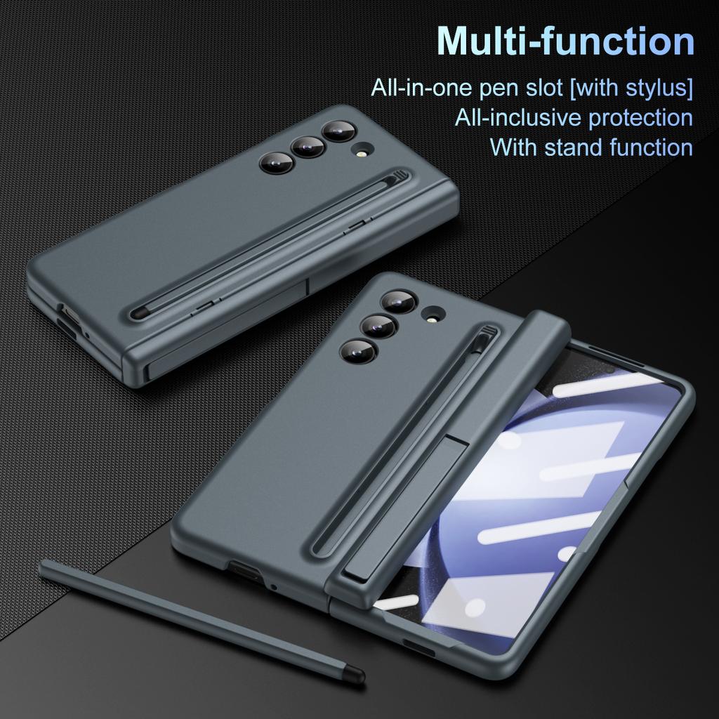 Hard PC Shockproof Phone Cover with Touch Pen Screen Protector Bracket for Samsung Galaxy Z Fold 6 5 4 3 Case