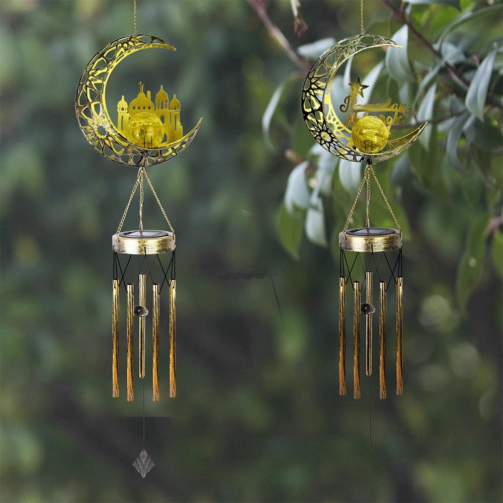 Solar moon wind chime lamp european iron cut outpendant atmosphere lamp outdoor waterproof garden decoration garden lamp