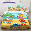 Sesame-Street Pattern Bedding Set Quilt Cover Pillowcase Home Decor Gift (1 * duvet cover + 2 * pillowcase, without core)