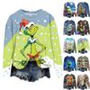 Ladies' Christmas Greentown Print Casual Long Sleeved Round Neck Sports Hoodie Top