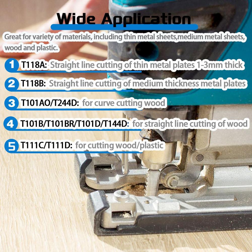 10 шт. Многоцелевые пилки для лобзика с Т-образным хвостовиком HCS Ассорти Пилки для лобзика Высокоуглеродистая сталь для резки дерева, пластика, металла