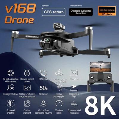 2026 Новый дрон V168 8K 5G GPS Профессиональный HD Аэрофотосъемка Двухкамерный Всенаправленное Обнаружение Препятствий Дрон Оригинальная Игрушка Подарок