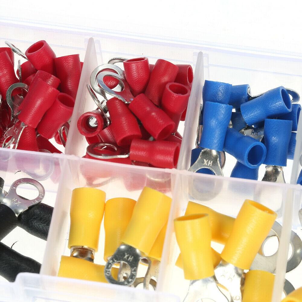 102Pieces of Ring Terminal Insulated Cable Connector Wire Crimping Butt Ring Kit