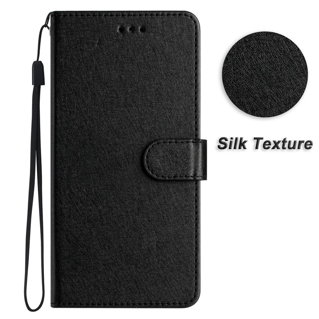 Classics Smooth Silk Leather Phone Wallet Case Book Kickstand For iPhone Samsung Xiaomi Redmi Google Moto Pro Solid Girls Magnetic Card Flip Cover Bag