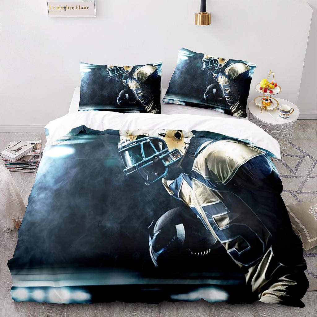American Football King Queen Duvet Cover Rugby Player Pattern Bedding Set For Kids Teens Adults Ball Sport Polyester Quilt Cover