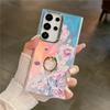 Чехол-держатель для телефона с бриллиантовым кольцом для Samsung A25 A54 A55 A15 A35 A14 A34 S24 Plus S22 Ultra S23 FE, блестящий чехол с цветочным листом