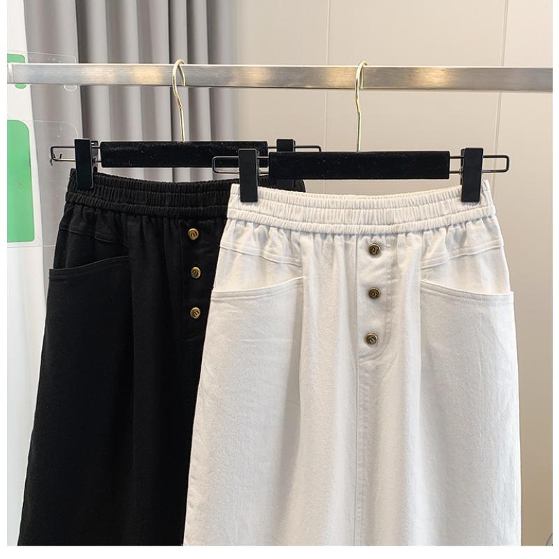 DIMANAF 2025 Большие размеры Весна Джинсовые Юбки Женщины А-силуэта Одежда Карманы Модные Джинсы Юбка Высокая Талия Пуговица