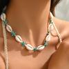 European and American personalized soft pottery necklace fashion coconut tree starfish flower pendant long necklace stacked collarbone chain