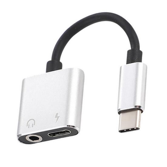 2 In 1 3.5mm Headphone Jack Type C Charge AUX Audio Adapter Converter Cable