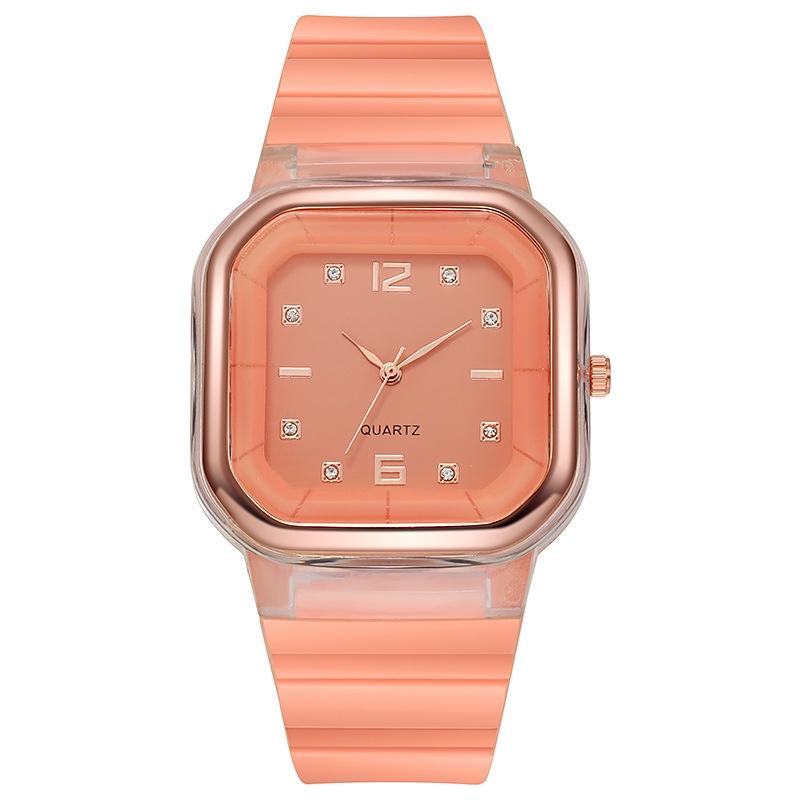 Women Watch/Stylish Square Dial Crystal Silicone Dial