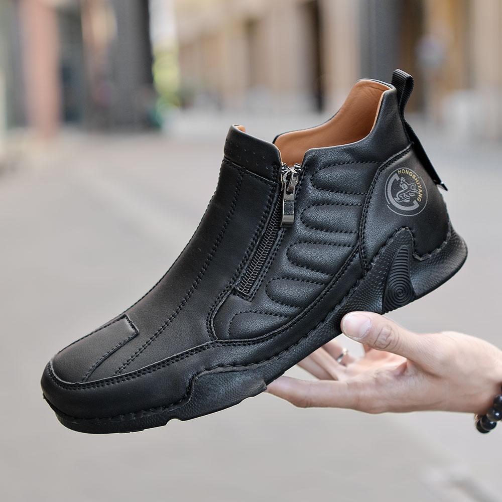 Мода 2025 Новые Трендовые Мужские Универсальные Кроссовки для Активного Отдыха Кожаные Удобные и Дышащие Повседневные Мужские Туфли Нескользящая Обувь для Вождения