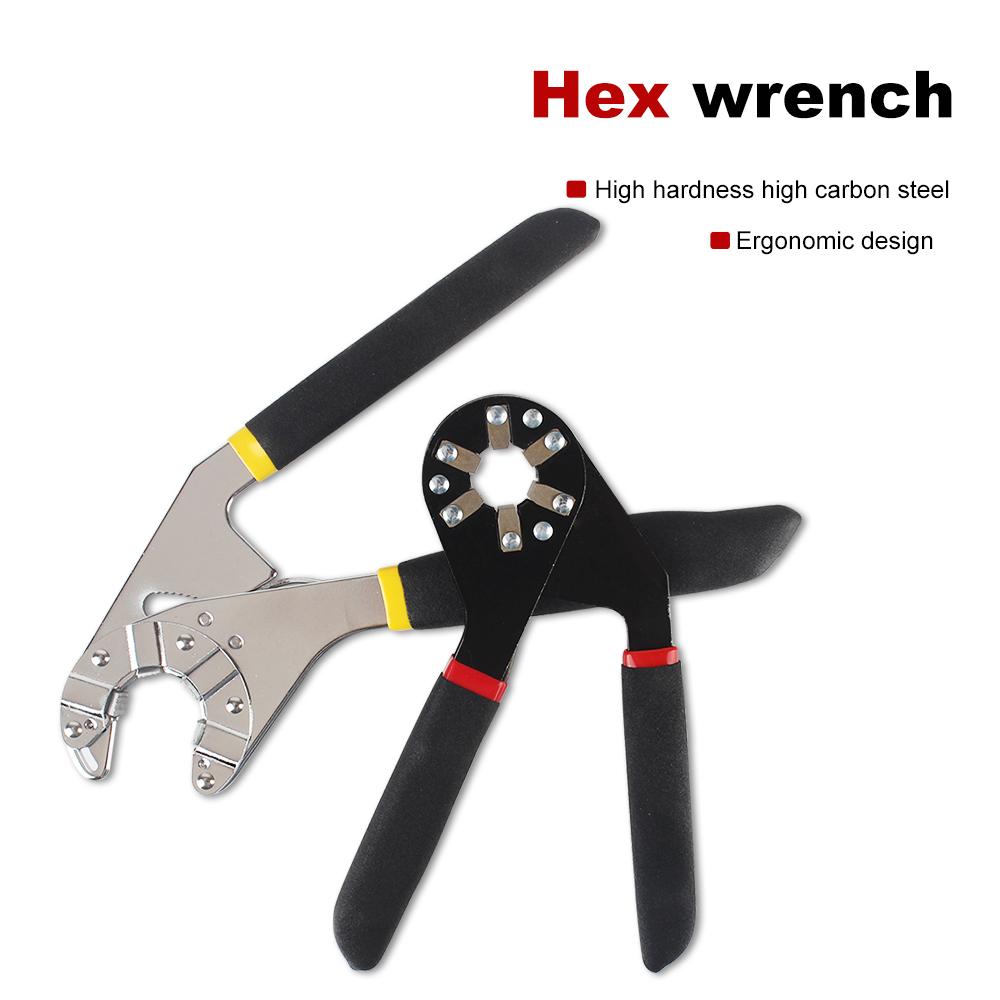 External Hexagon Universal Multifunctional Torque Spanner Manual Tool Spanner Adjustable Wrench Repair Removal Tool 6/8 Inch