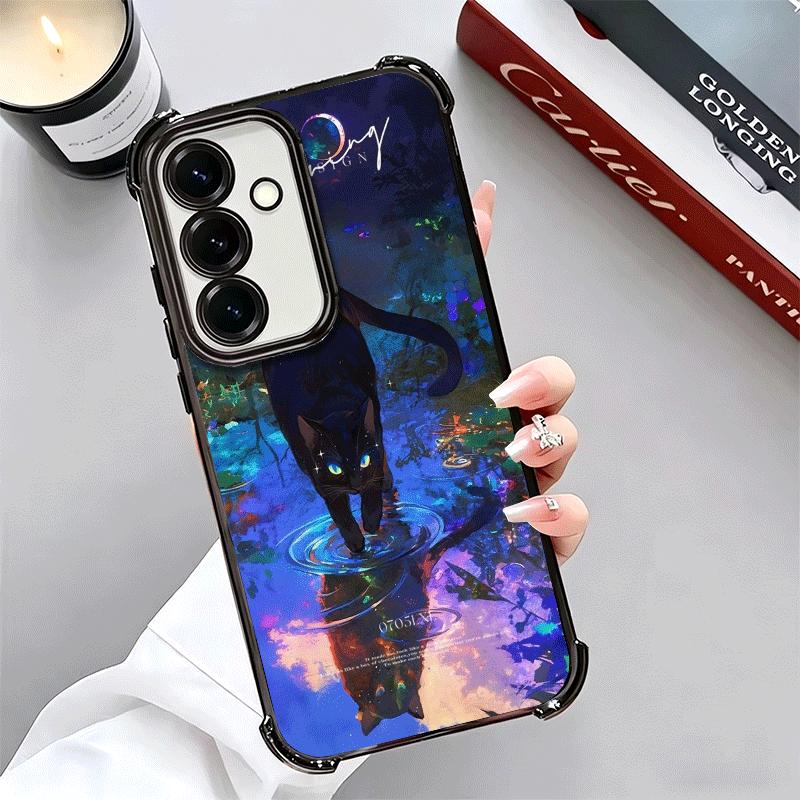 Ночная Луна Кошка Мечтательное Искусство Мягкий Чехол Для Телефона Для Samsung A17 A27 A07 A37 A57 A16 A56 A15 A55 A14 A54 A13 A53 A26 A36 A25 A35 A24 A3