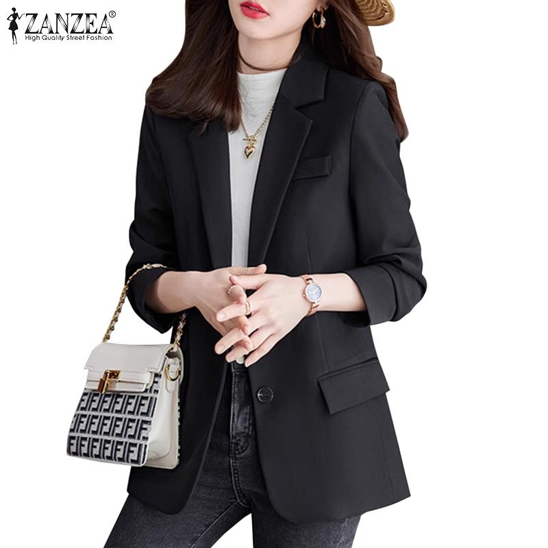 ZANZEA Женский повседневный кардиган с отложным воротником и длинными рукавами, верхняя одежда