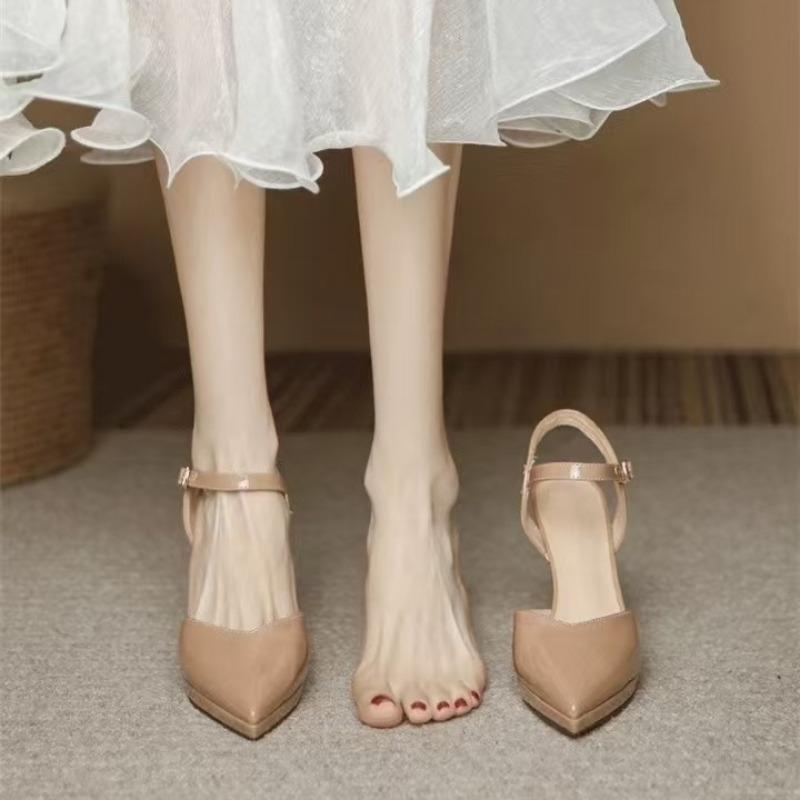 Мода 2025 Новые туфли на высоком каблуке с платформой «нюд» Женские кроссовки с острым носком Летний тренд Элегантное платье Массивные туфли-лодочки