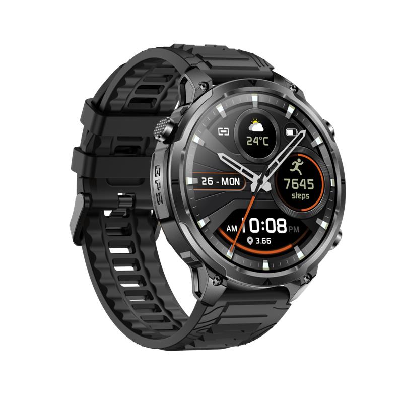 MK100 Smart Watch Men Outdoor Sports GPS Positioning Flashlight Altitude Air Pressure BT Calling Health Monitoring Smartwatch