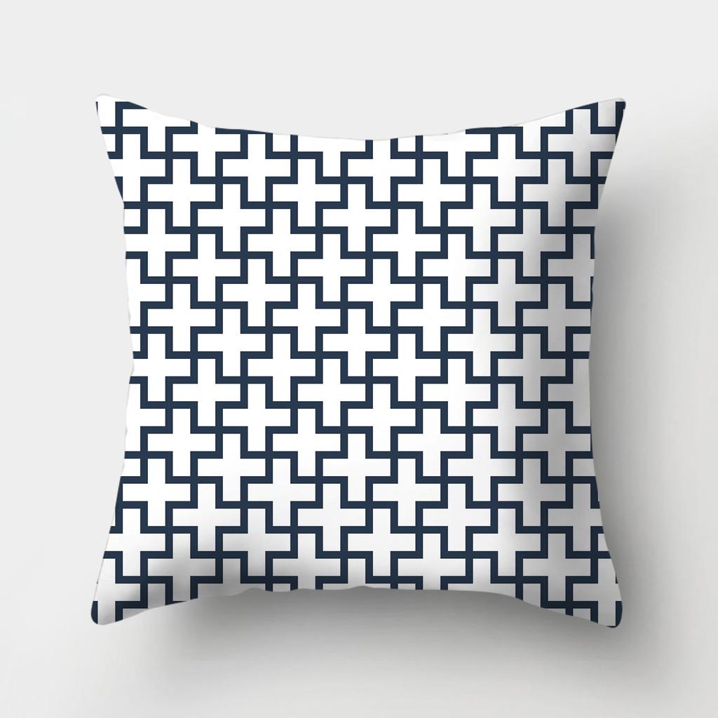Blue Pattern Decorative Cushion Cover Stripe Geometric Pillow Case For Car Sofa Decor Pillowcase Home Throw Pillow Cover 45X45CM