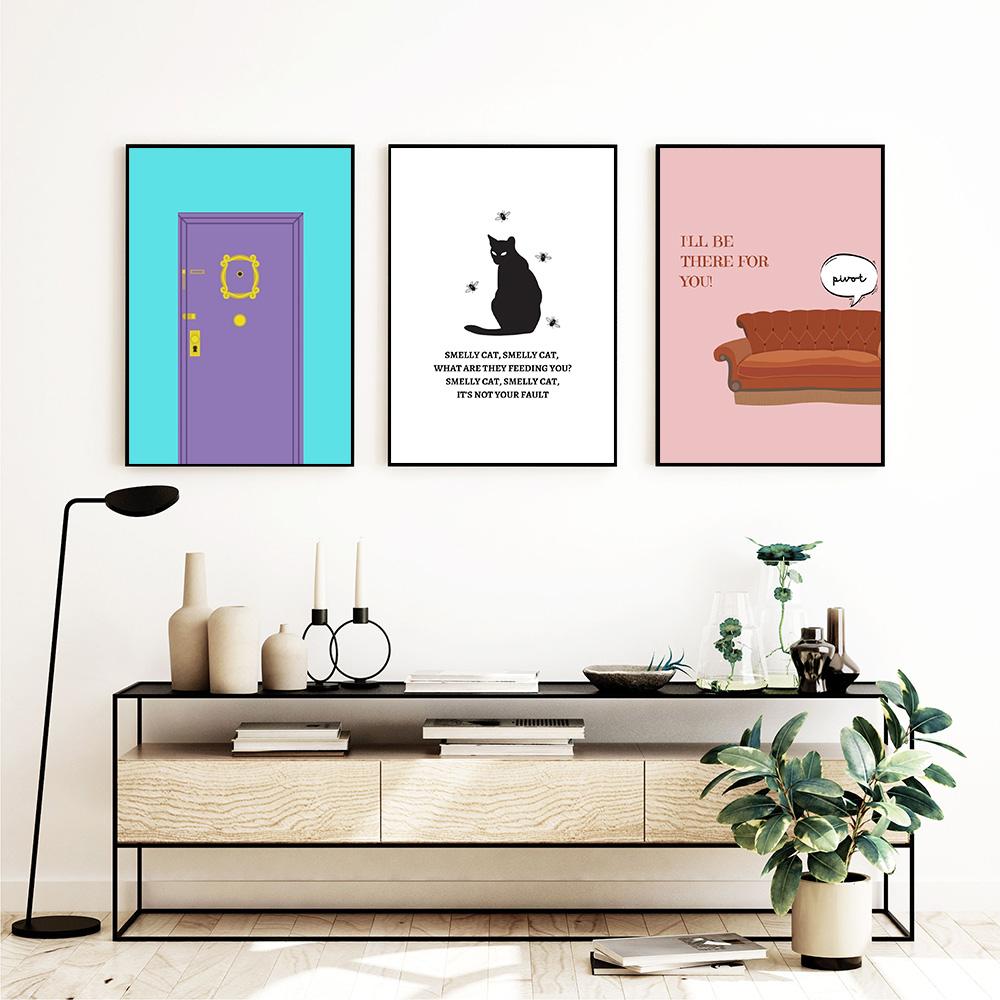 Новые тенденции Иллюстратор Плакаты Друзья Классика Телешоу Аксессуары Вонючий Кот Настенное Искусство Холст Картины Домашний Декор Без Рамки