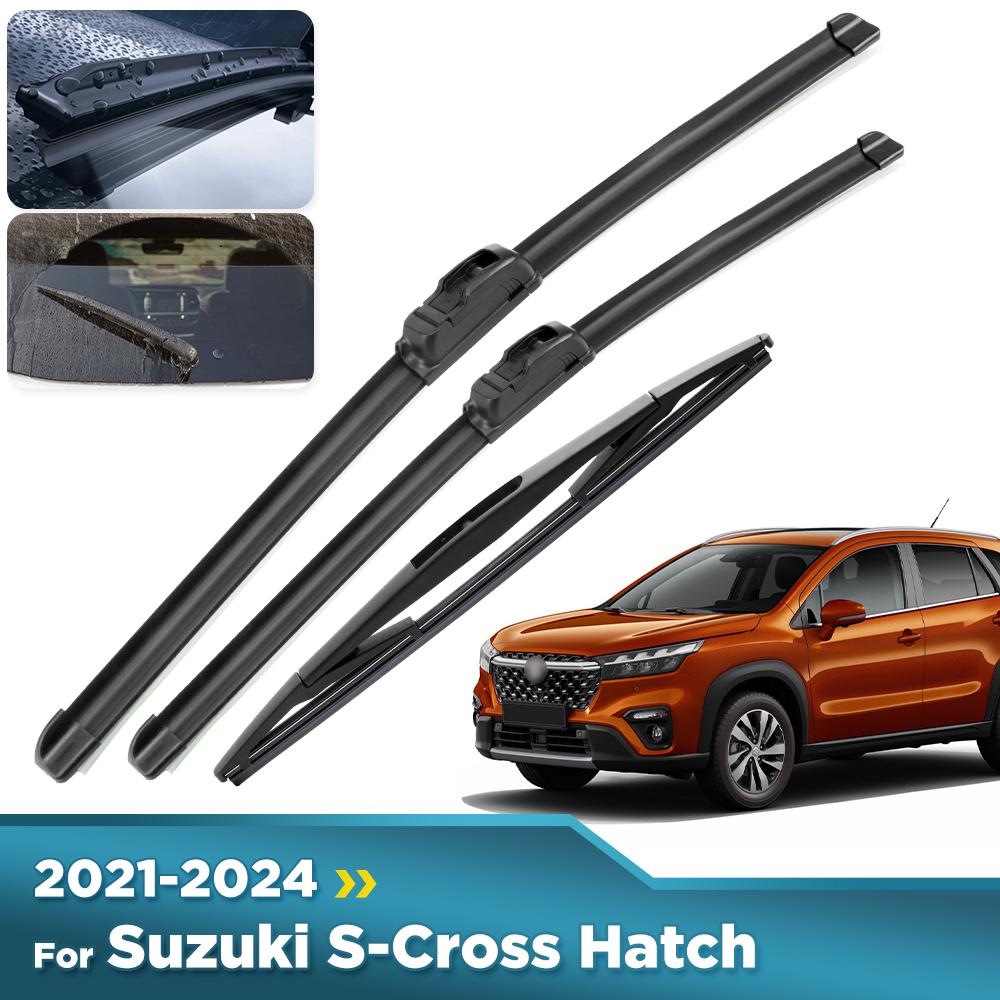 For Suzuki S-Cross Hatch 2021-2024 2022 2023 Wiper Front & Rear Wiper Blades Windshield Windscreen Window Brushes 26"+14"+10