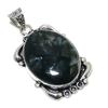 Natural Moss Agate Gemstone Handmade 925 Sterling Silver Pendant 1.97" R9f33