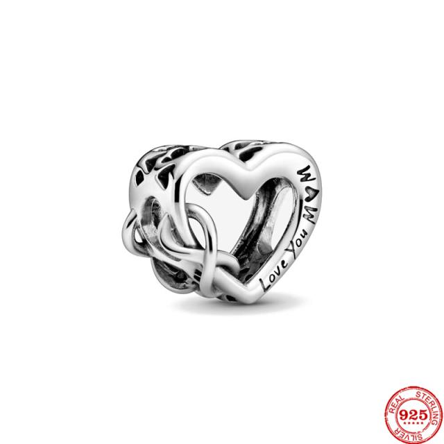 Neastamor Люблю тебя, мама, шарм-бусина в форме сердца, подходит для оригинального браслета, серебро 925 пробы, изготовление модных DIY украшений для женщин, подарок