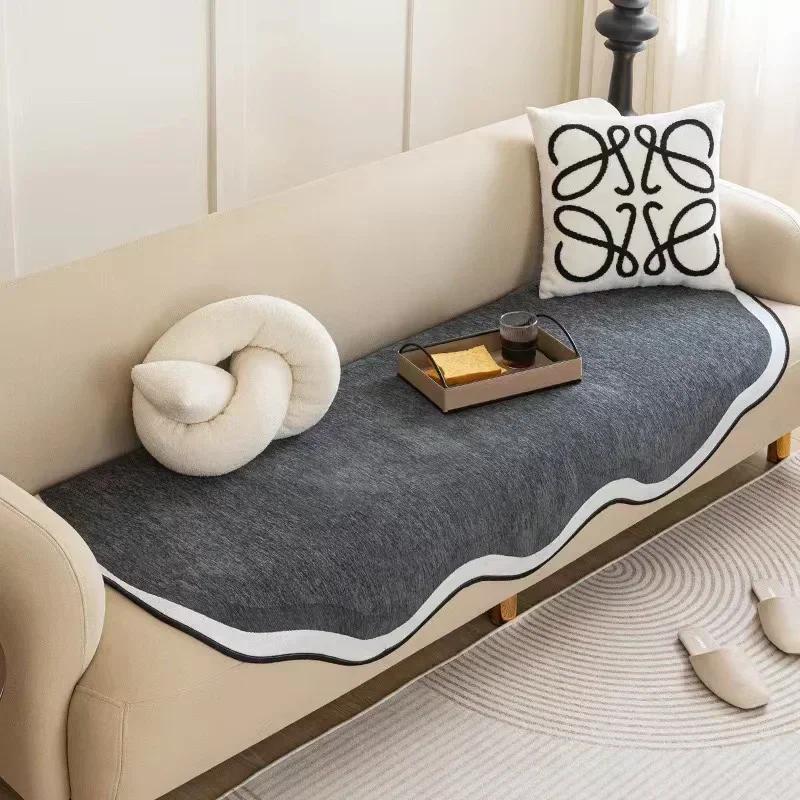1PC Irregular Shaped Soft Sofa Towel Solid Color Luxury Sofa Covers for Living Room All Season Universal Anti-slip Couch Covers