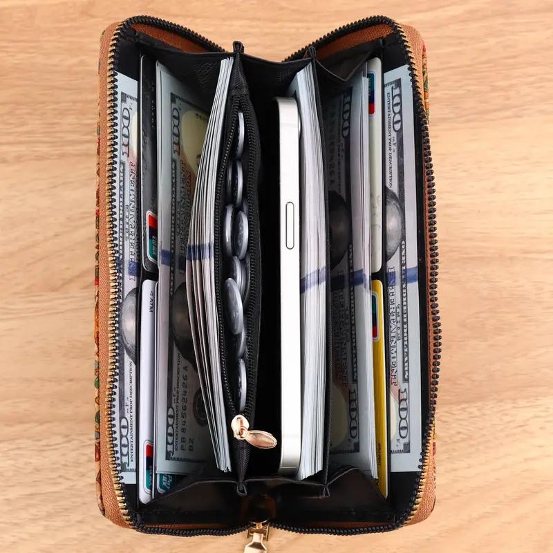 Кошелек в богемном стиле, женский кошелек, персонализированный художественный ретро-кошелек, кошелек с текстурой дерева