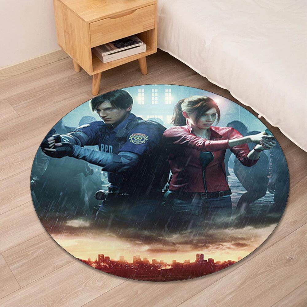 Resident Evil Printed Round Rug Carpet Chair Rug Area Rug Entryway Doormats,for Office Chair Living Room Bedroom Kitchen Room.
