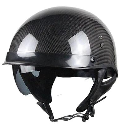 Винтажный 3/4 Открытый Мотошлем Углеволокно Ретро Скутер Casco Moto Capacete 1 шт.