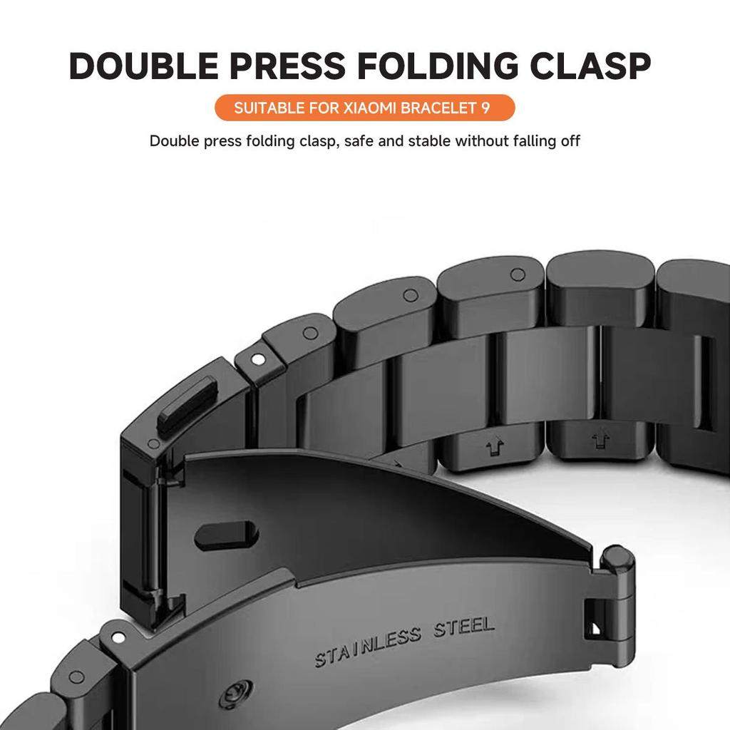 Металлический ремешок для Xiaomi Mi Band 9 10, браслет из нержавеющей стали, тонкий деловой ремешок для Xiaomi Band 8, спортивный браслет, аксессуары
