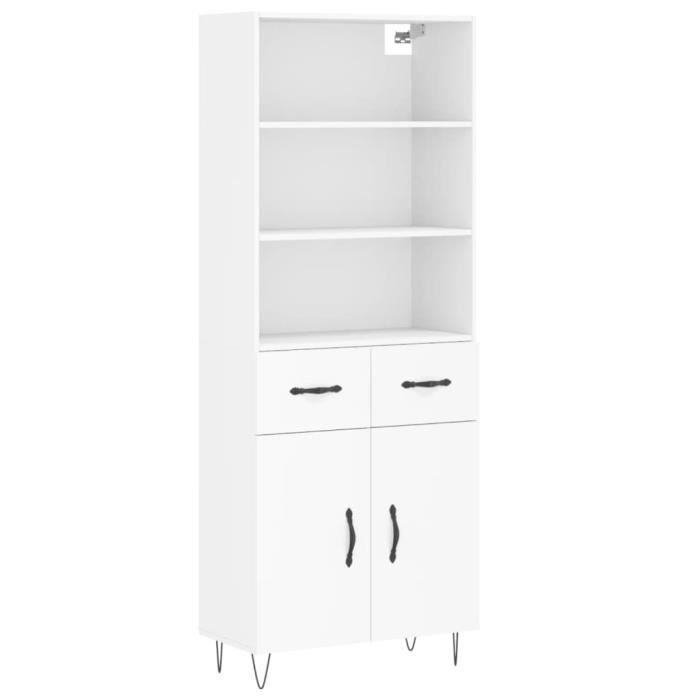 VidaXL Buffet haut Blanc 69,5x34x180 cm Bois d'ingénierie 3200545
