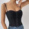 Women's Sexy Solid Colour Lace Camisole Fishbone Steel Ring Wrapped Bust Row Buckle Backless Small Tank Top