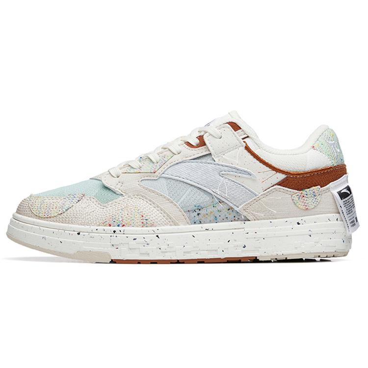 Anta Abrasion Resistant Low top Skateboard Shoes Women's Beige Blue 122218050S-1