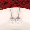 Huitan Imitation Pearl Women Drop Earrings Elegant Wedding Party Inlaid Bright Cubic Zirconia Fashion Lady Accessories Jewelry