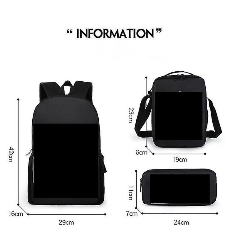 Anime Cartoon Stitch Three-piece Schoolbag Student Backpack Backpack less