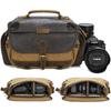Canvas DSLR Camera Bag Men - Crossbody Shoulder With Shockproof Padding Compact Mirrorless Carrier In Khaki Gray