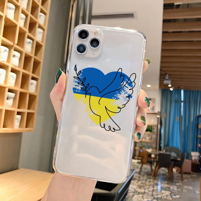 Для Samsung A53 A73 A12 A22 A21S A10 A13 A51 A50 A52 A70 A71 A72 A31 A23 A40 A41 A03 S A02S A32 A33 Прозрачный чехол из ТПУ с флагом Украины