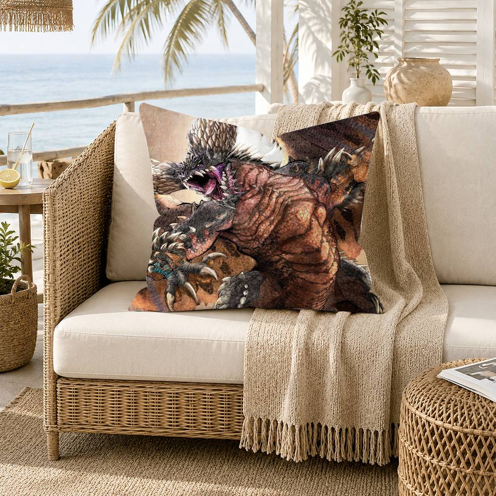 MMonster Hunter Wilds Pillow Case for Sofa Living Room Home office Decor Protective Cover
