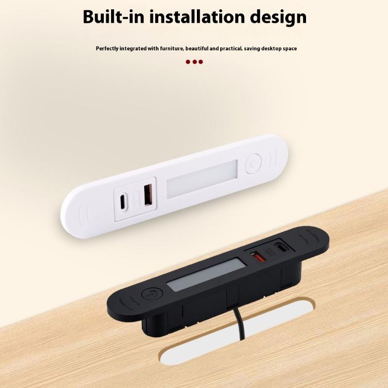 1 шт. Прикроватный столик Встроенное зарядное устройство для телефона 1 USB-A и 1 Type-C с ночником Скрытая многоразъемная встроенная скрытая розетка