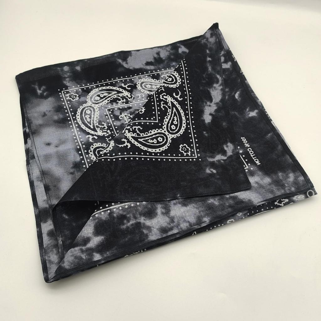 Треугольная бандана Paisley с черным тай-дай, 100% хлопок, для взрослых, 55 см x 55 см, черная