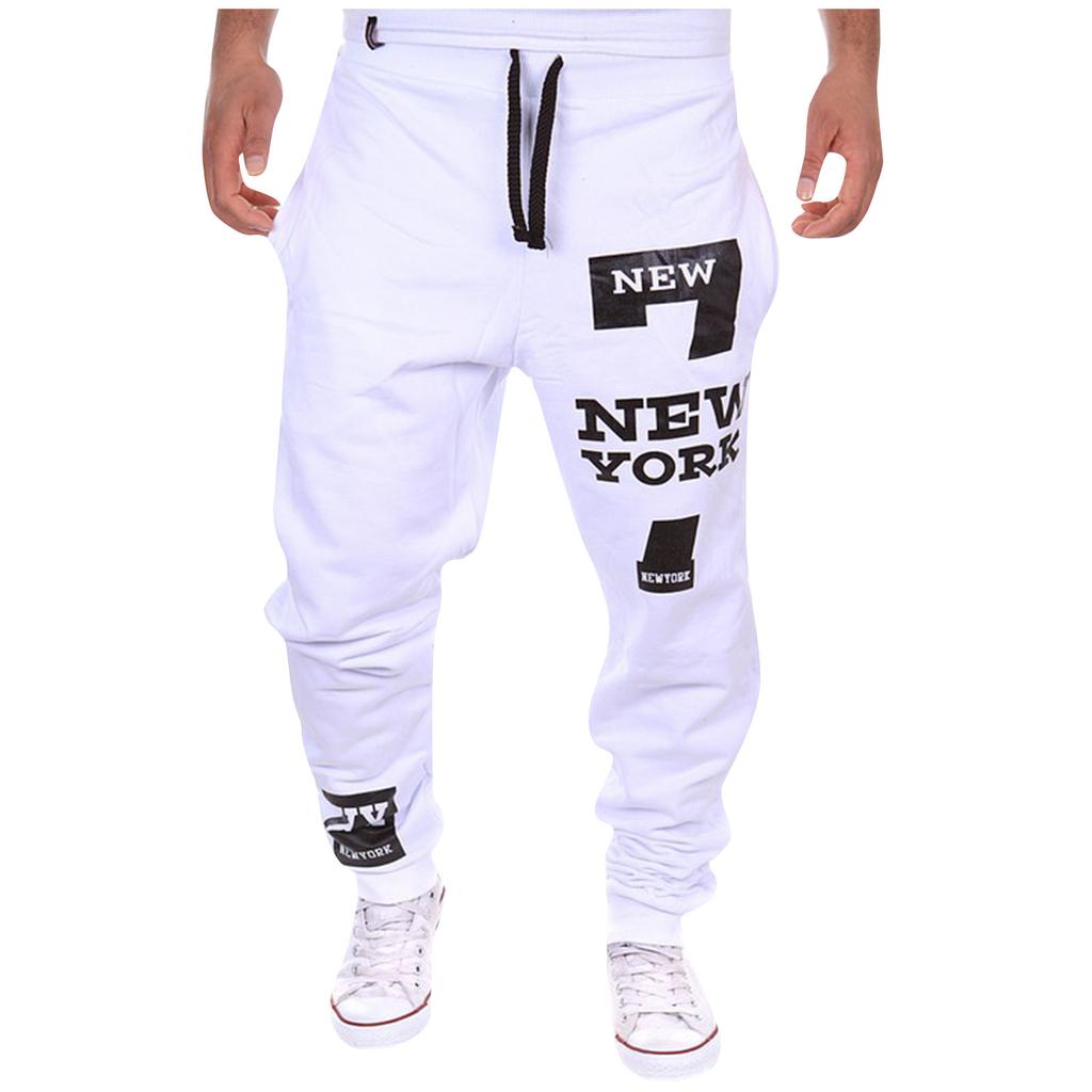 Men's Fashion Number Letter Printed Pants Casual Pants Sports Pants