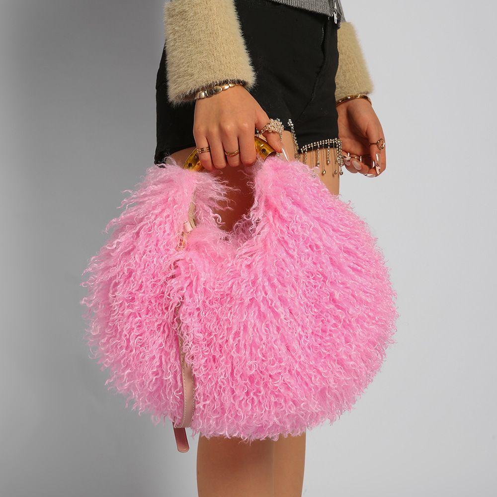 Y2k Fluffy Crossbody bag Portable Fluffy Tote Bag Retro Fuzzy Fur Handbag Party