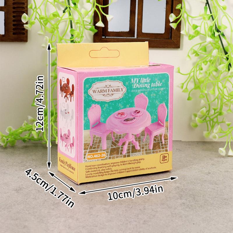 1Комплект 1:12 миниатюрных обеденных столов для кукольного домика, стулья, круглый стол, мебель для гостиной, декор для игрушечного кукольного домика, аксессуары
