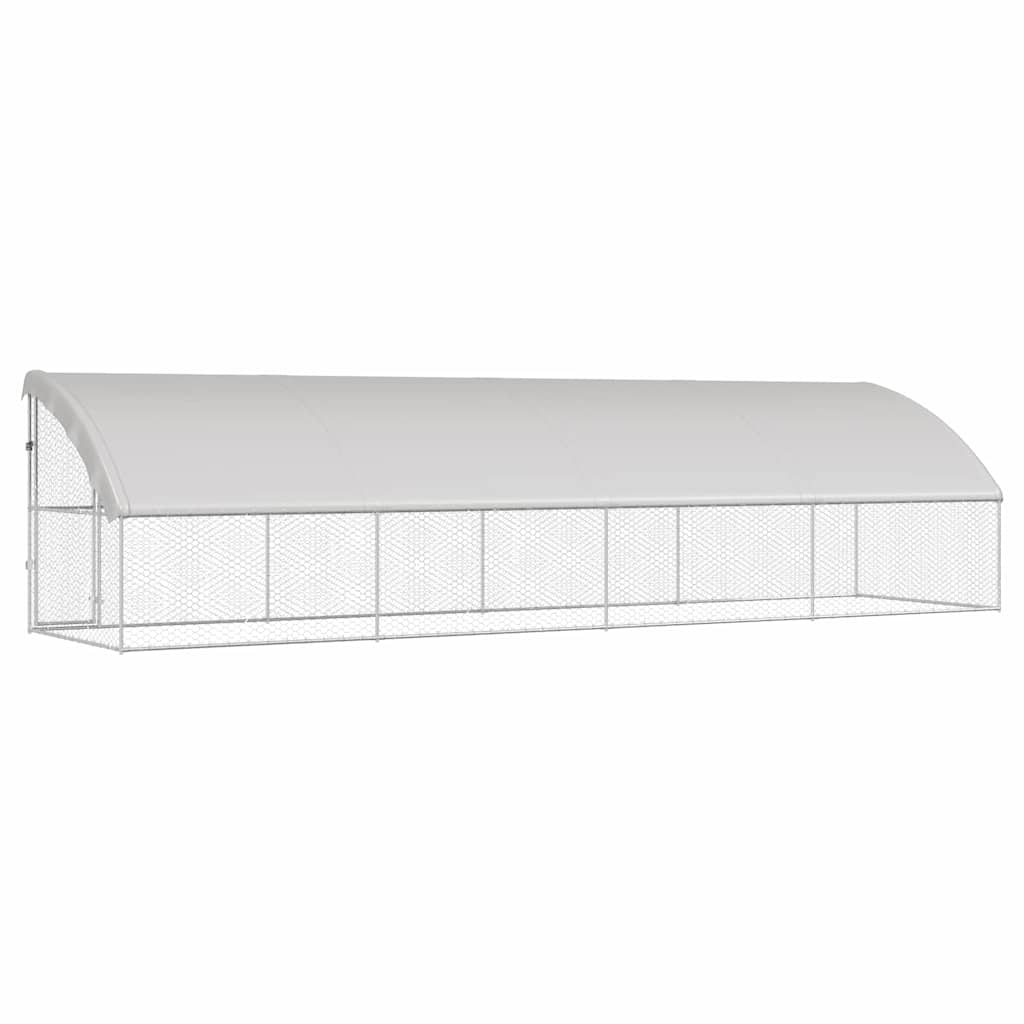 Dog Kennel 4 pcs Silver 8 x 2 x 2 m Galvanized Steel